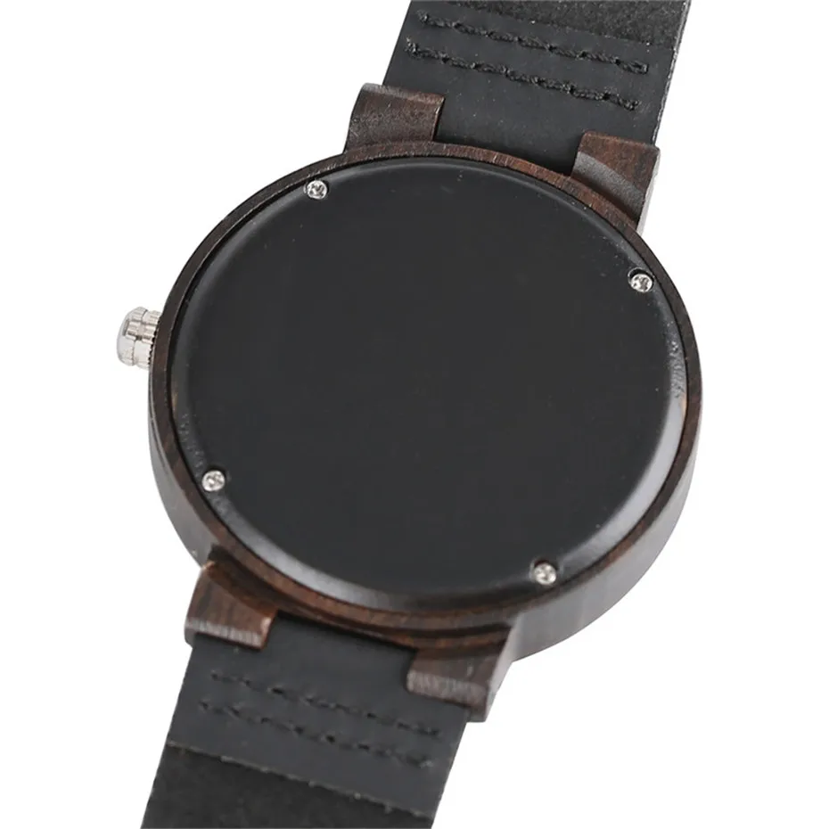 2018 New Arrival Nature Ebony Wood Watches Bamboo Quartz Wrist Watch Fashion Casual Genuine Leather Band Strap Watches for Men (6)