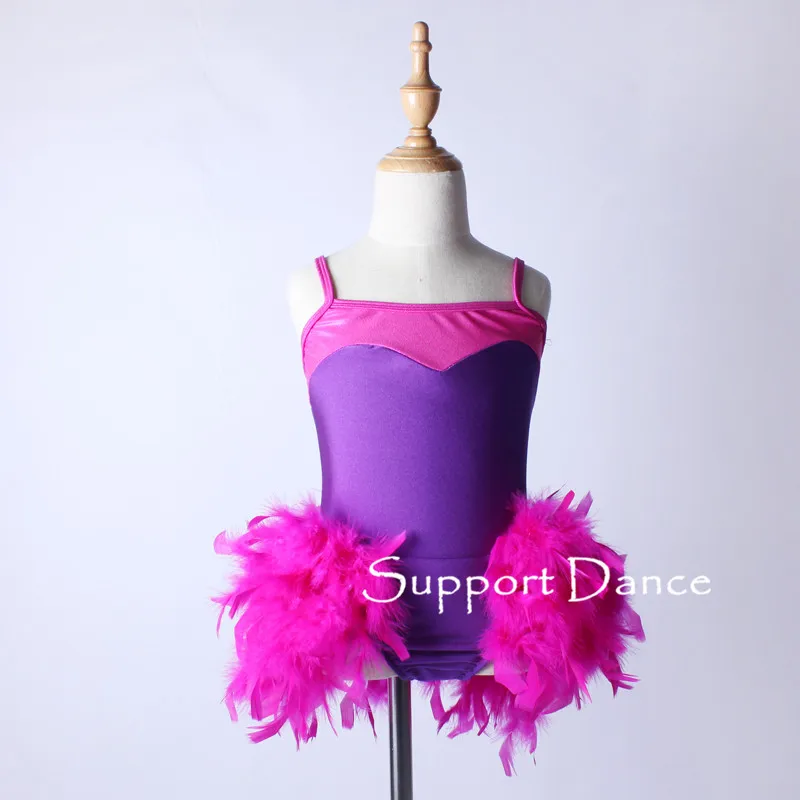 

Camisole Feather Latin Dance Dress Toddler Girls Women Fashion Purple Jazz Dancing Costume C287