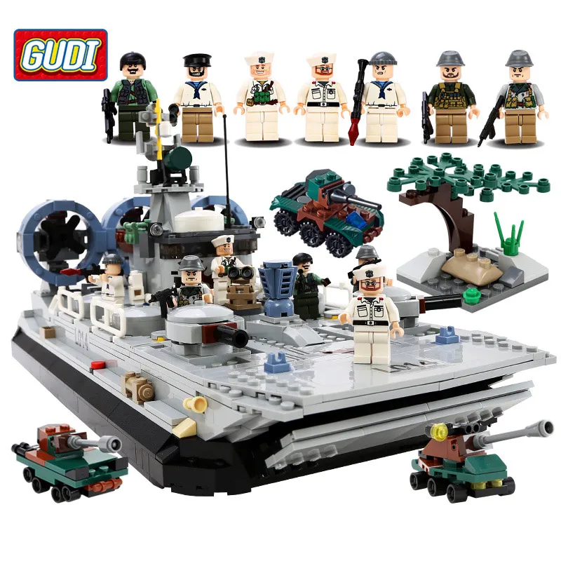 

GUDI Military Education Blocks Toys Children Gifts Military Boat Destroyer Weapon Compatible legoe