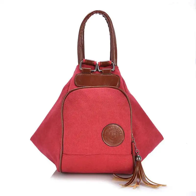 Модный холщовый рюкзак для женщин, рюкзак для отдыха, женский рюкзак, повседневные Рюкзаки для школы, Подростковый классический рюкзак с кисточкой - Цвет: Красный