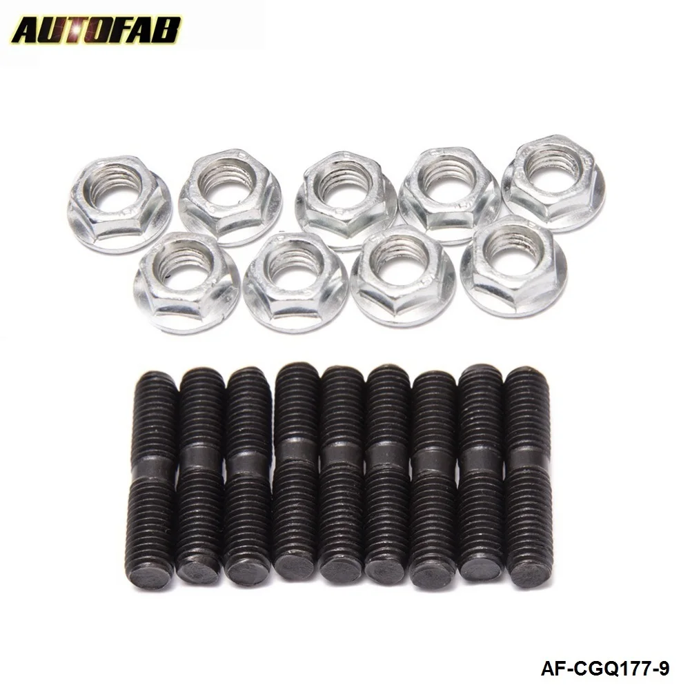AUTOFAB -9 x Turbo Studs + Nuts For Nissan Garrett Turbocharger T25 T28 RB26 SR20 CA18  AF-CGQ178