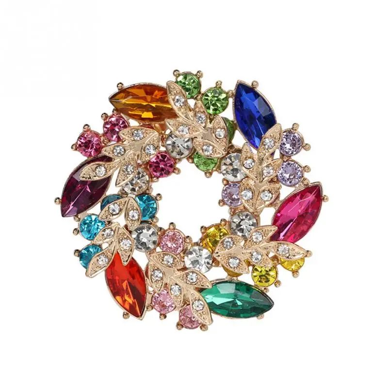 

3Colors Vintage Girls Crystal Bauhinia Flower Brooch Alloy Rhinestones Women Banquet Pin Jewelry Clothes Accessories Jewelry