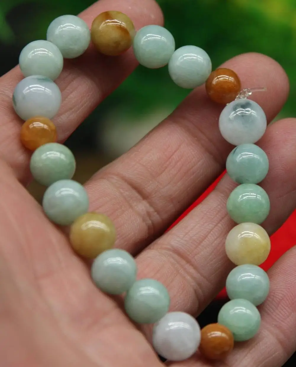 Сертифицированный 3 цвета 100% натуральный нефрит Jadeite браслет из бисера 9 ~ 10