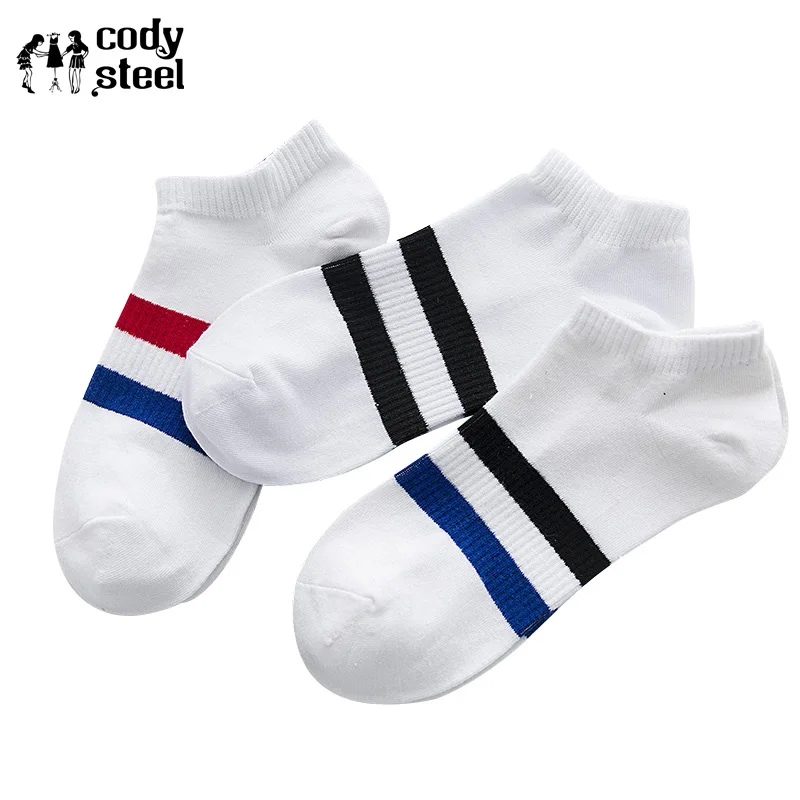 Short Socks Fashion Men Two Bars Stripes Casual Man Solid Color Cotton Dress Brand 3Pairs/lot=6pieces | Мужская одежда