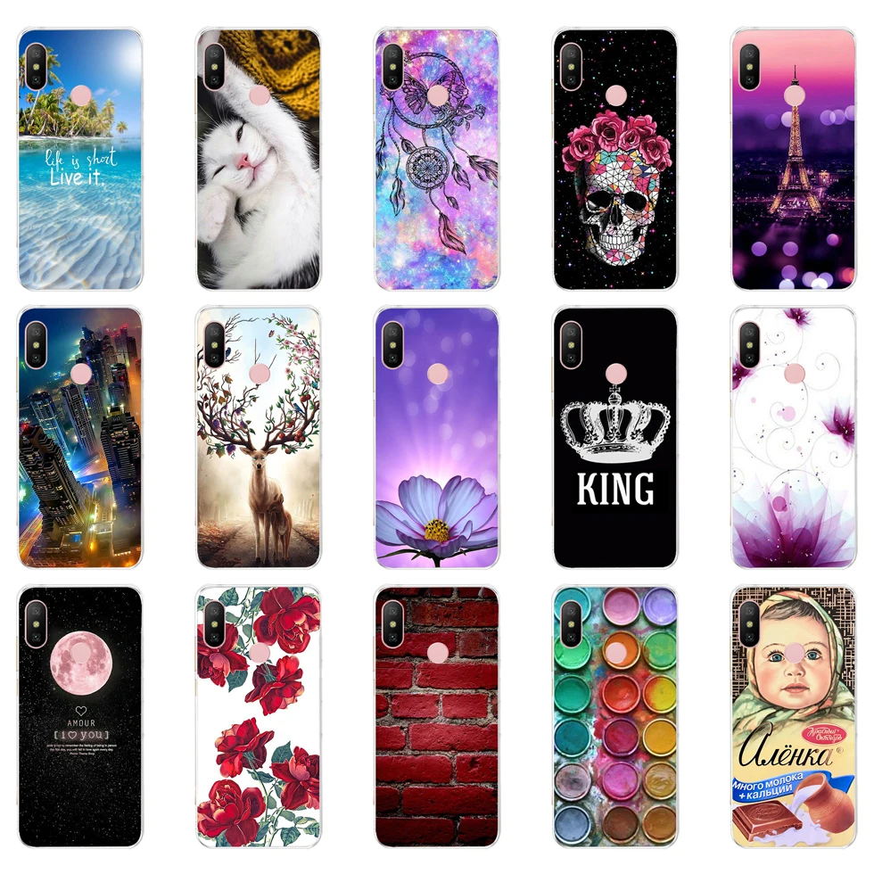 

2 silicone Cover For Xiaomi MI A2 LITE Case Full Protection Soft tpu Back Cover Phone Cases For Xiomi MI A2 LITE bumper Coque