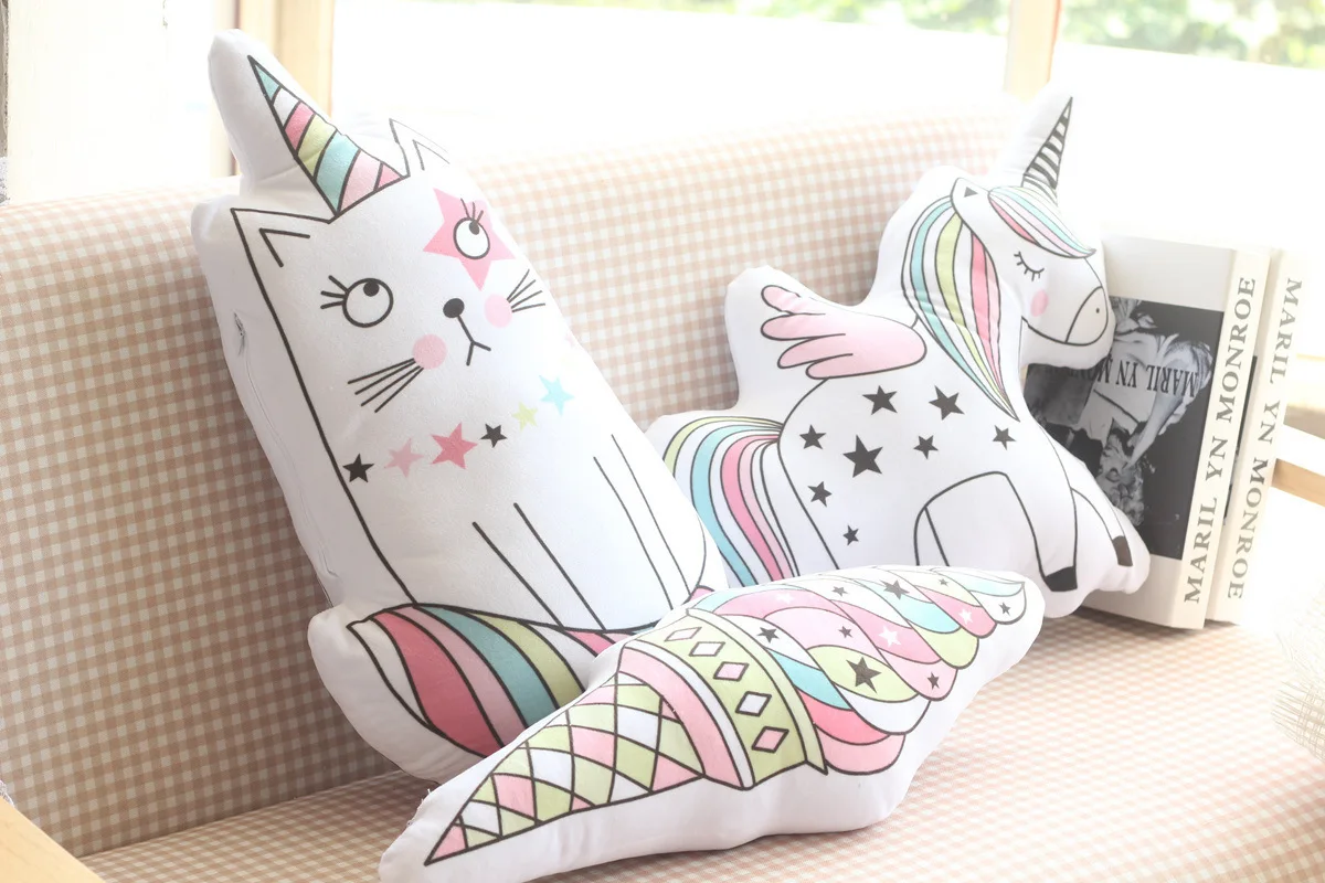 Creative Unicorn Cat Ice Cream Rainbow Cushion with Inner Stuffed Cute Pillow Home Decor Birthday Christmas Gift