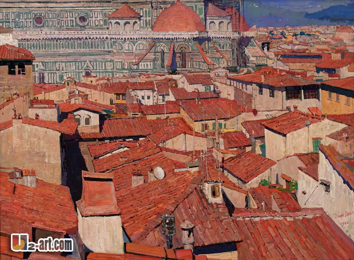 Printed canvas wholesale red house oil painting reproduction of picture