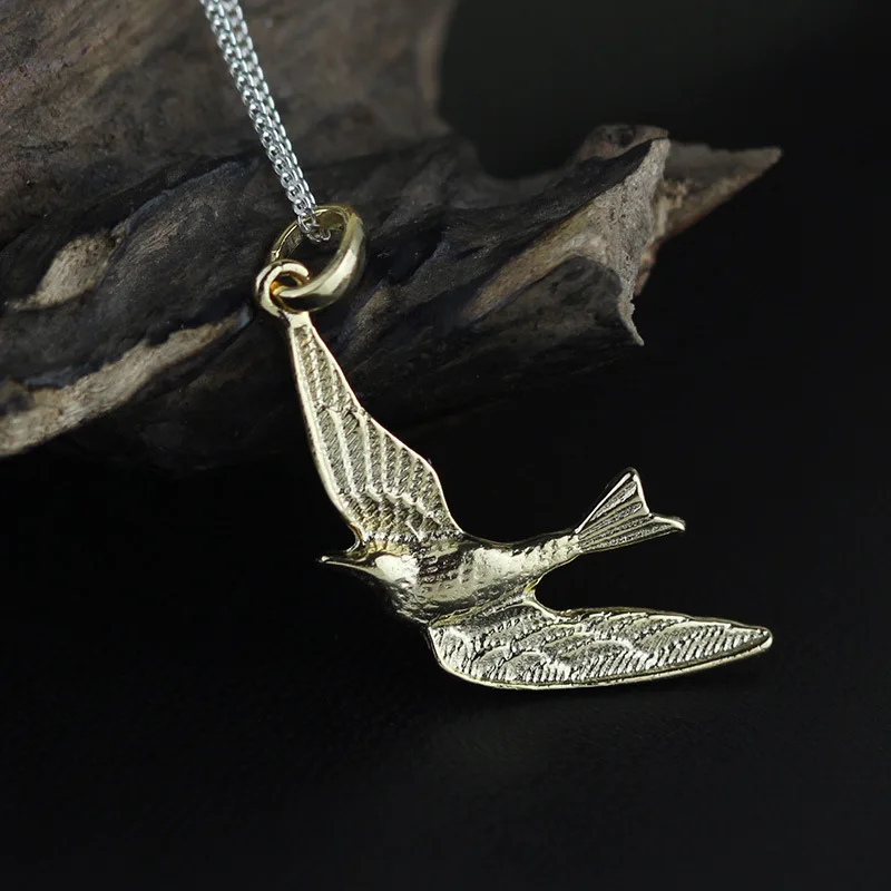 Poetic 925 Sterling Silver jewelry creative flying swallow bird pendant  jewelry female