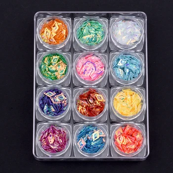 

12 colors iridescent Rhombus glitters sequins for nail art decoration set DIY scrapbooking art accessories YST04