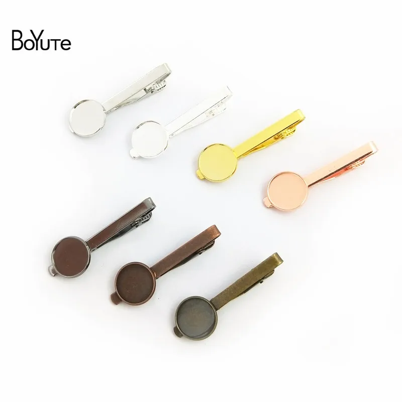 BoYuTe 10Pcs 7 Colors Plated Round 16MM 18MM 20MM Cabochon Base Diy Tie Clip Blank Tray Bezel Men`s Clothing Accessories (12)