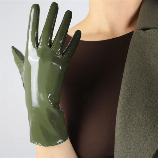 New 2019 Patent Leather Gloves Warm Female Synthetic Leather Fashion