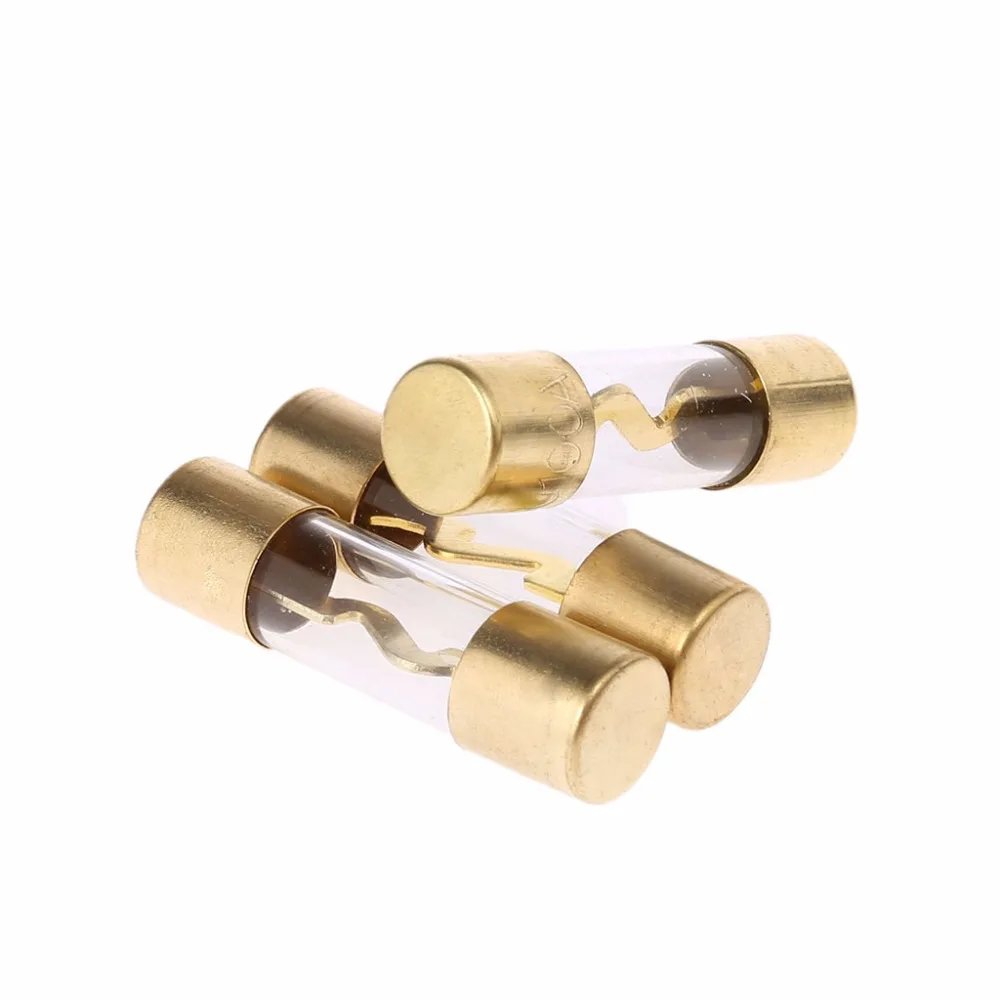 10 Pack Gold Plated High Quality Glass 50 Amp Car Audio Amp Inline AGU Fuse 50A