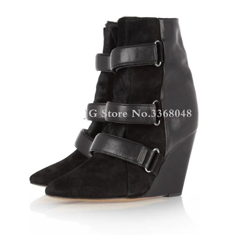2018 Black Grey Belt Decor Woman Boots Super High Wedges Boots For Woman Fashionable Buckle Trap Pointed Toe Casual Boots
2018 Black Grey Belt Decor Woman Boots Super High Wedges Boots For Woman Fashionable Buckle Trap Pointed Toe Casual Boots