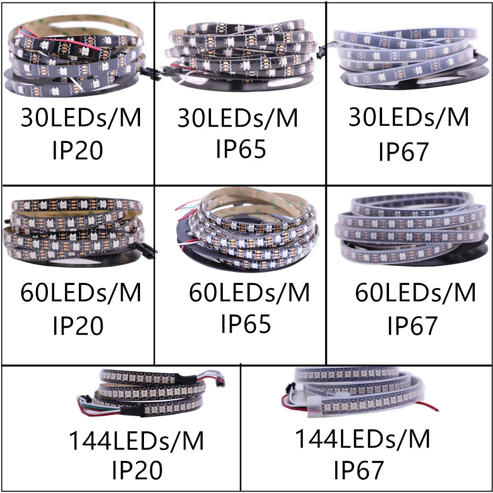 DC5V синхро-адаптер длиной 1 м/5 м черный/белый PCB 30/60/144 светодиодный s/m WS2812IC 30/60/144 светодиодный пикселей WS2812B умный светодиодный пиксель светодиодные полосы света