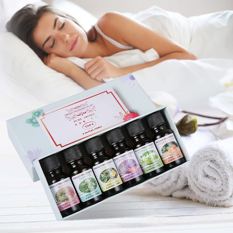 

10ml 6Pcs Flower Fruit Water-soluble Essential Oil Organic Body Relieve for Humidifier Fragrance Freshening Aromatherapy TSLM1