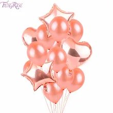 FENGRISE Rose Gold Heart font b Balloon b font Foil Champagne Star font b Balloons b