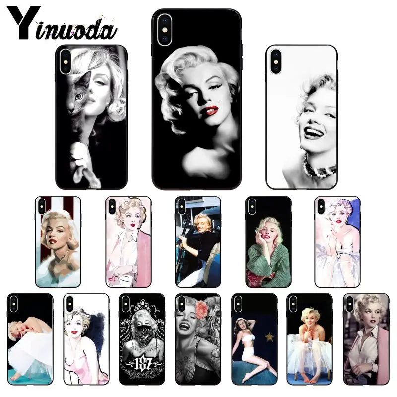 

Yinuoda Marilyn Monroe Newly Arrived Black Cell Phone Case for Apple iPhone 8 7 6 6S Plus X XS MAX 5 5S SE XR Cover