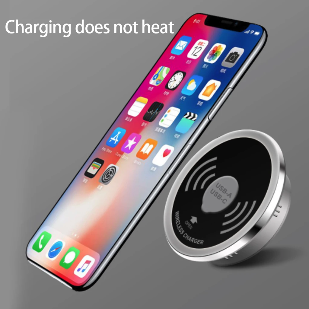 

Built-in desktop wireless fast charger 10W 7.5W or 5W USB-A Type-C 15W fast charger 3.0 embedded Qi Caricabatter Wireles charger
