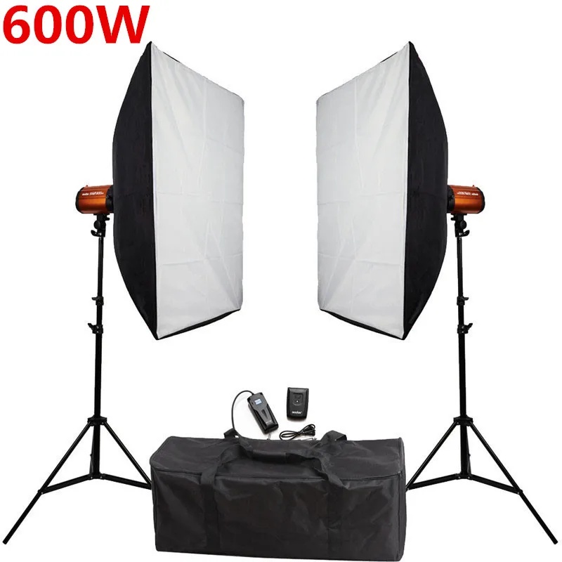 

Photography Godox Smart 300SDI Photo Studio Softbox 600ws Flash Lighting Kits Lightbox with Stand RT-16 16 Remote Control Set
