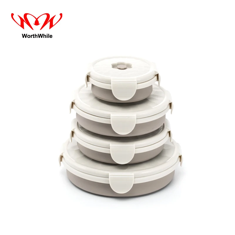 Útil portátil plegable alimentos silicona almacenamiento creativo tazón plegable taza de viaje Camping al aire libre Picnic vajilla caja