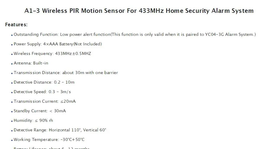HOMSECUR A1-3 беспроводной датчик движения/PIR 433 MHzFor наша домашняя охранная сигнализация