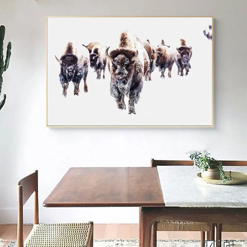 Safari NurseryWall Art олень Буффало Сова Холст Живопись розовые постеры с животными и