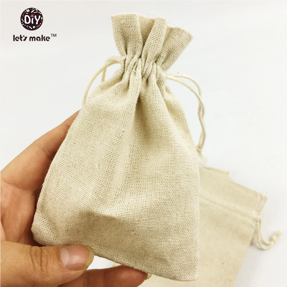 

Let's make unbleached Medium cotton muslin bags double cord drawstring closure pack Wedding Party Holders 100pc baby teether