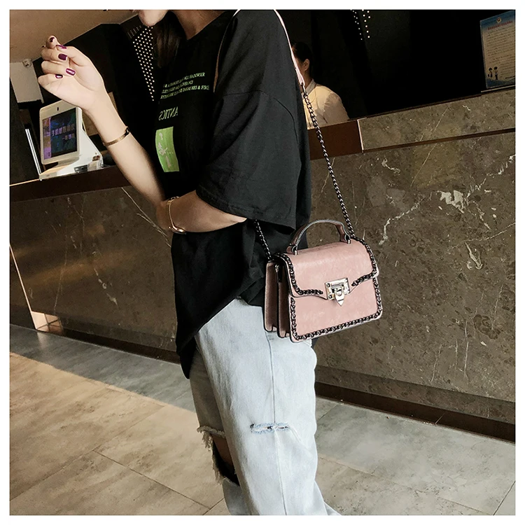Ретро модная женская квадратная сумка Новая женская дизайнерская сумка Качественная женская сумка из искусственной кожи Сумка-тоут на цепочке сумка-мессенджер