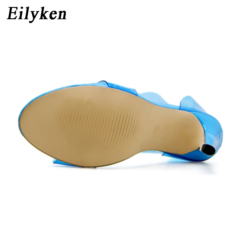 Eilyken/сандалии на ремешках из прозрачного ПВХ прозрачные женские сандалии с закрытой пяткой летние туфли с перекрестной шнуровкой синего и оранжевого цвета Размеры 35-40
