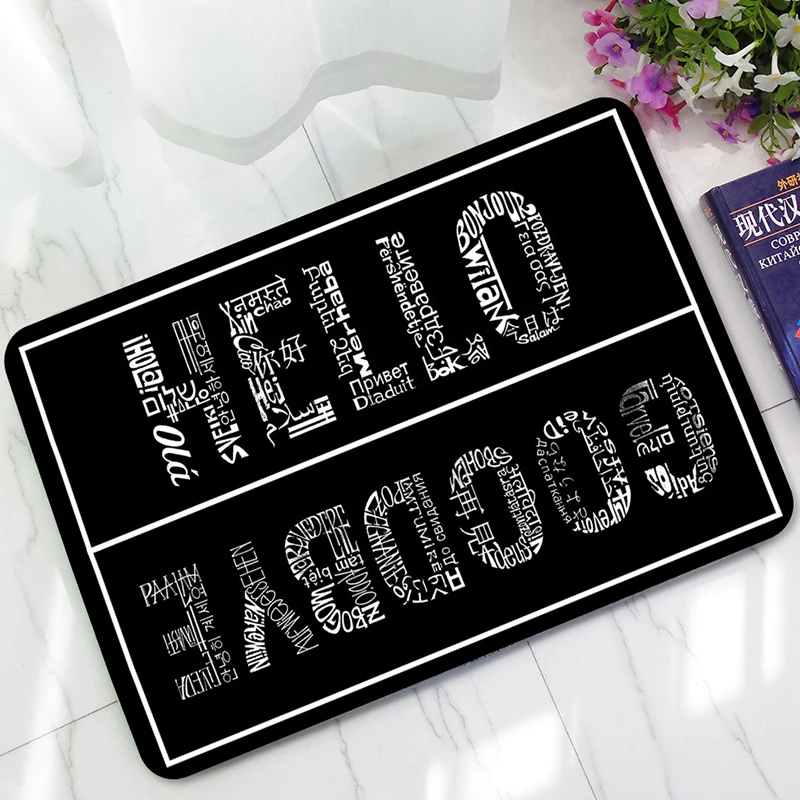 BLRISUP черно белый Hello Goodbye Противоскользящий напольный коврик для входной двери