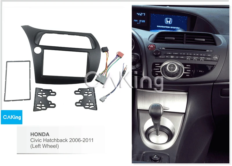 

Car Fascia Radio Panel Harness Antenna for Honda Civic Hatchback 2006-2011 (Left Wheel) Audio Frame Dash Fitting Kit Facia Plate