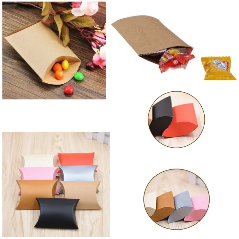 

10pcs/set Gift Chic Pillow Shaped Colorful Home Party Candy Box Kraft Paper Sweet Case Present Pouch Wedding Favors
