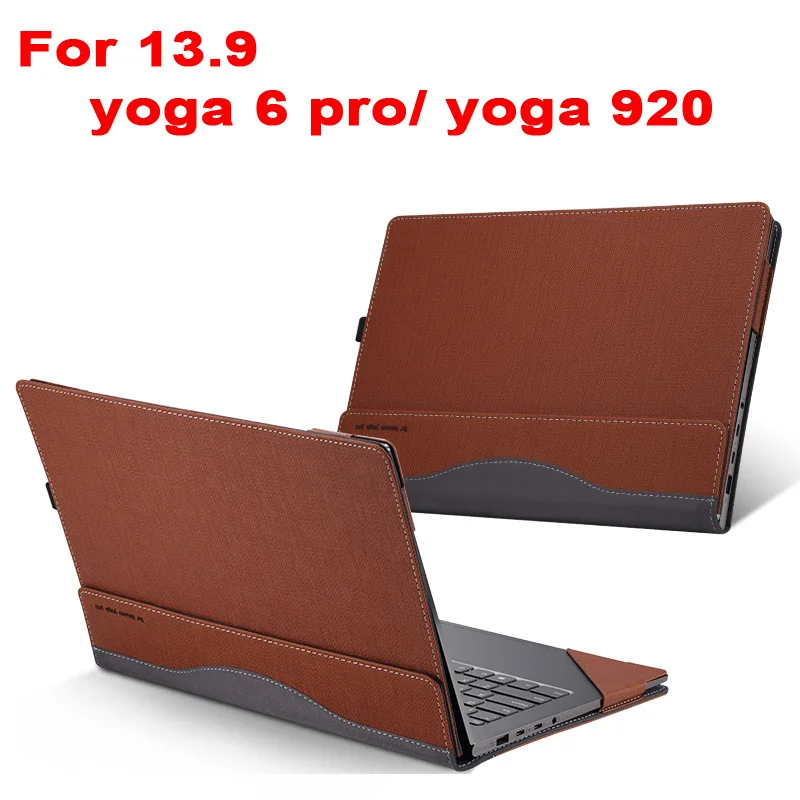 Чехол для lenovo Yoga 920 Yoga 6 Pro 13,9 ''планшет ноутбук рукав Съемный Ноутбук Обложка Защитная кожа ручка подарки - Цвет: brown