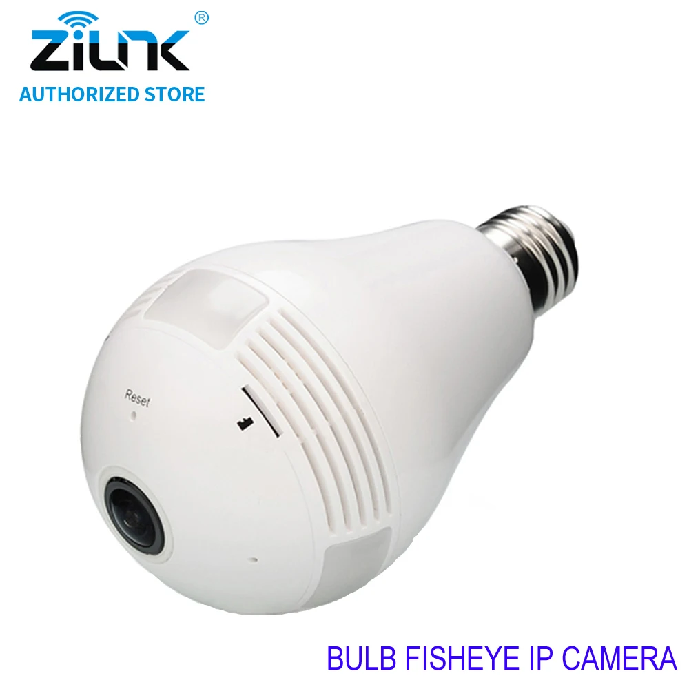 

ZILNK 1.3MP Fisheye 360 Degree Panoramic Lamp Bulb Light IP Camera Wi-Fi Camera Two Way Audio Home Security CCTV VR Cam White