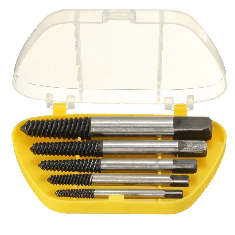 DWZ 5x Screw Extractor Set Drill Bit Guide Broken Damaged Bolt Remover Easy Out Tool