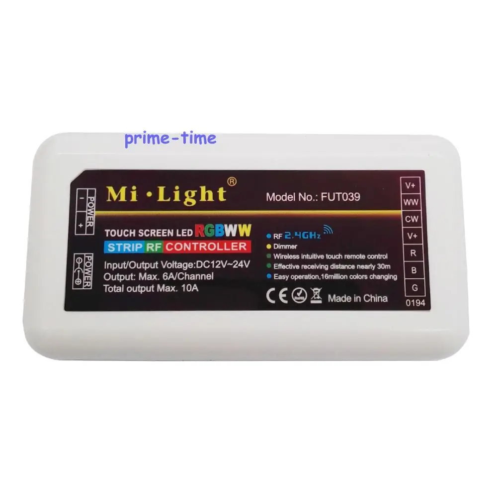 MiLight RGB CCT(RGB+ холодный белый+ теплый белый) контроллер DC12-24V 2Ax5CH FUT039+ 2,4 г RF Беспроводной RGB+ CCT 4 зоны сенсорный пульт дистанционного управления