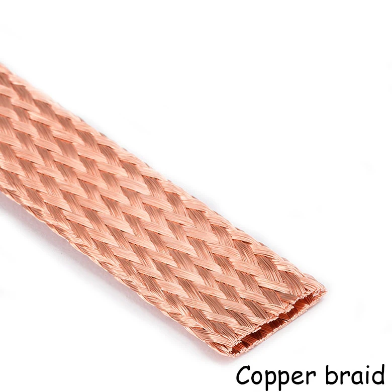 1 м медный плетеный ремешок 10мм2 проводящая лента медная полоса медный провод плоский Чистый медный Луженый Медный проводящий провод - Цвет: Copper braid