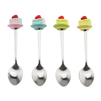 

Stainless Steel Cream Strawberry Pattern Dinner Spoon Cute Cake Dessert Spoon Coffee Tea Drinks Stirrer Home Kitchen Flatware