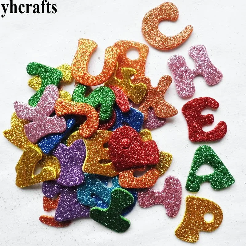 

75PCS/LOT.Glitter A-Z alphabet letters foam stickers Teach your own Self english learning Kindergarten craft diy toys Room decal