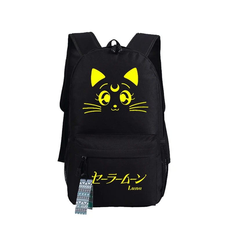 Сейлор Мун каваи Луна кошка женский милый рюкзак Mochila Feminina холщовые школьные сумки Luna рюкзак для ноутбука Cat Bookbag Рюкзак