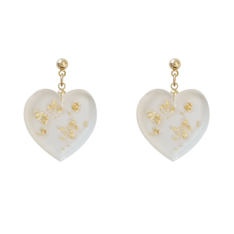 

Earrings for women Transparent heart-shaped earrings Metallic temperament contracted heart fashion tide female stud earrings