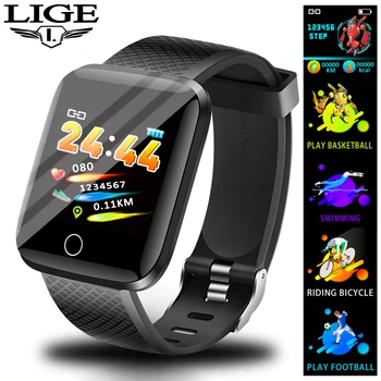 

LIGE New Smart bracelet Men Fitness Tracker Multifunction Sport Pedometer wristband Blood Pressure Heart Rate Monitor Smart band