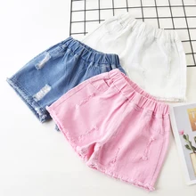 Детские шорты джинсы Горячая Летняя Распродажа хлопок для девочек короткие штаны Детские Джинсовые шорты от 3 до 13 лет для маленьких девочек, брюки, одежда