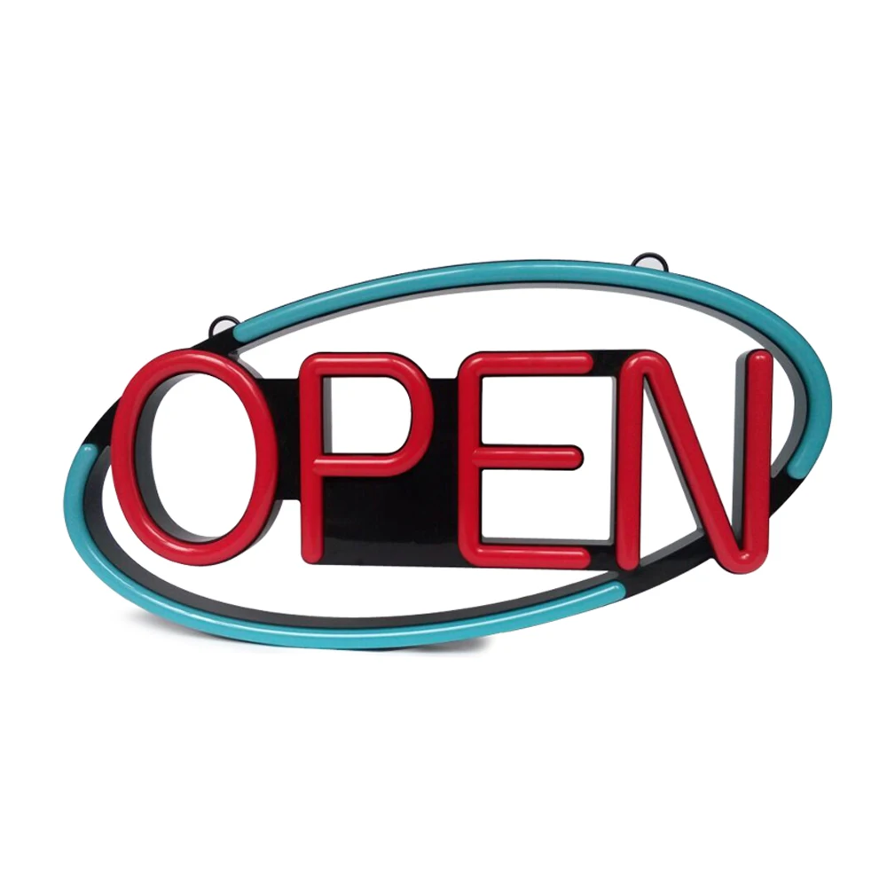 Светодиодный неоновый знак с подвесной цепью &quotOPEN&quot Animated 22 &quotx 11&quot овальный