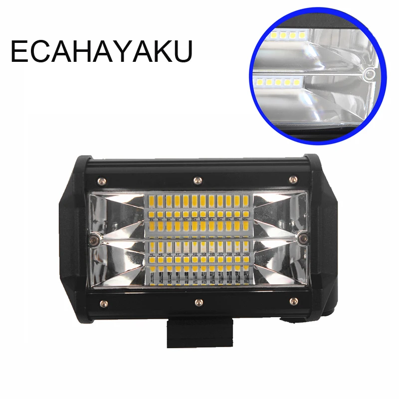 

1 piece ECAHAYAKU Dual Row 5 Inch Led Light Bar 72W 6000K IP68 LED Bar Work Light for off-road Trucks SUV Motor 12V Car styling