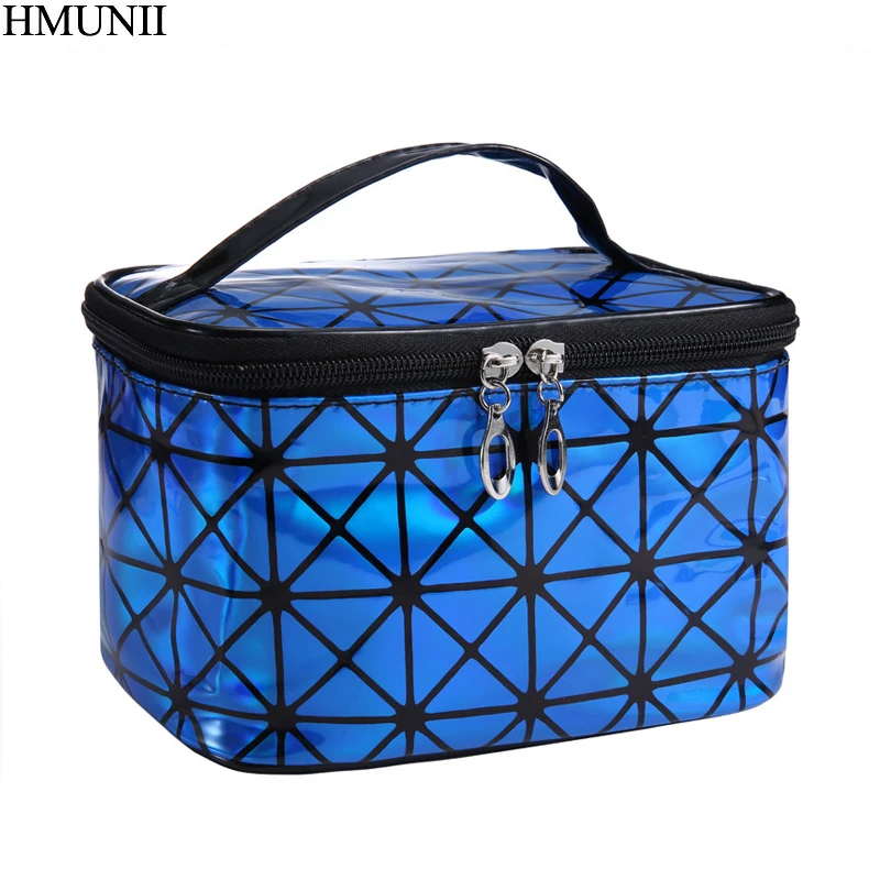 

HMUNII Fashion Brand of Women's Purple PU Leather Cosmetic Bag Travel Organizer Necessarie Cosmetic Makeup Bag B1-20