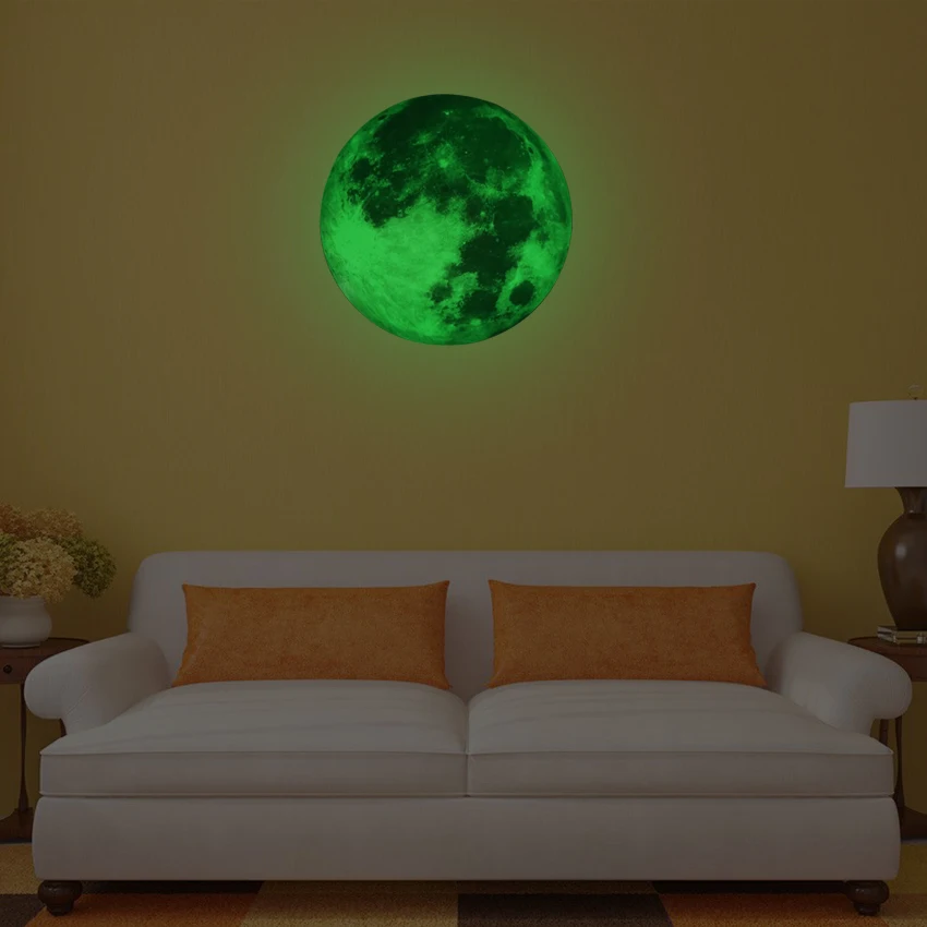 30 см светящаяся Луна земля мультфильм DIY 3D Наклейка на стену s для детской комнаты спальня светится в темноте наклейка на стену домашний Декор Гостиная