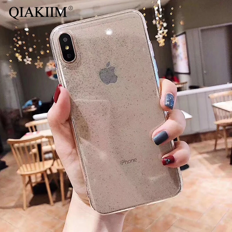 Блестящий чехол для телефона iPhone XS Max X противоударный прозрачный мягкий из ТПУ с