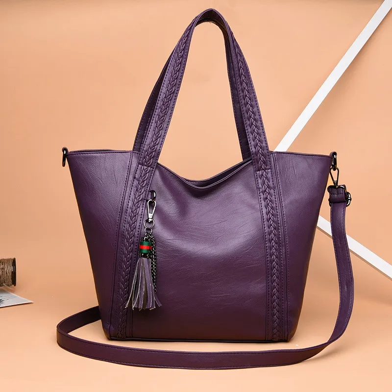 tassel women handbag soft leather shoulder bag female large capacity tote women crossbody bag ...