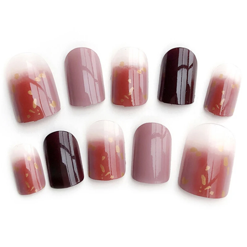 

24Pcs Wedding False Nails Rendering Acrylic UV Gel Full Fake Nails Art Tips Tool With Glue New